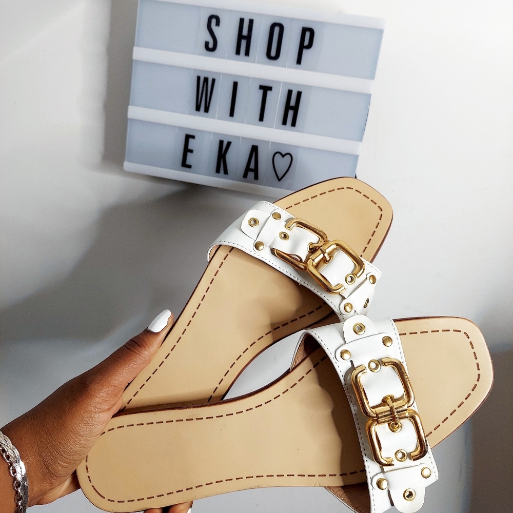White leather flat sandals bought in Italy
